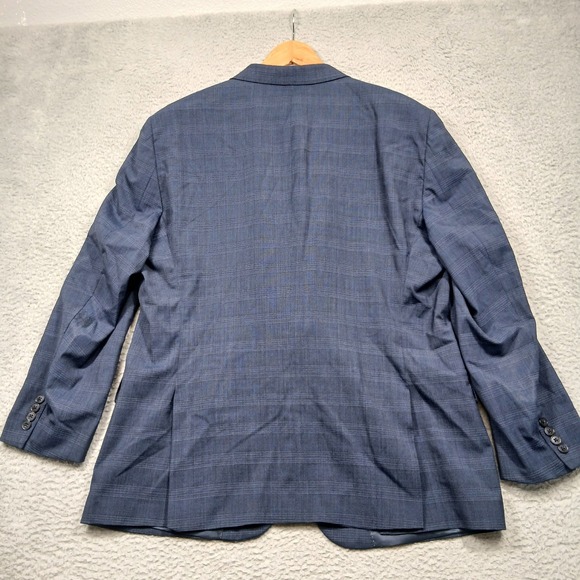 Hart Schaffner Marx Men's 48R Blue Plaid Wool Blazer Sport Coat Made in USA Read - Picture 2 of 8